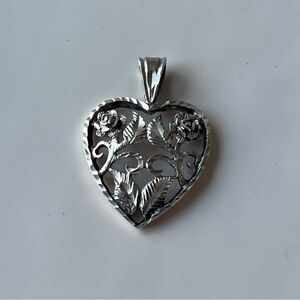 Vintage Sterling Silver Open Heart With Floral Design